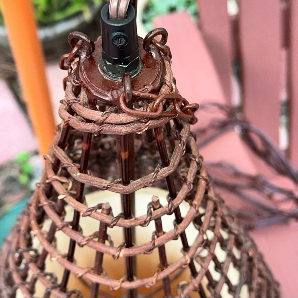 Unique Rustic vintage  wicker/rattan Lantern